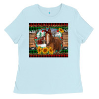 Baby Blue christmas farm and horse Ladies Tee - RanaPortraitStore