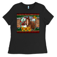 Black christmas farm and horse Ladies Tee - RanaPortraitStore