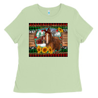 Matcha christmas farm and horse Ladies Tee - RanaPortraitStore