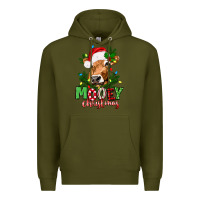 Army Green Mooey Christmas Premium Hoodie - texasbilliewilder