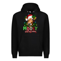 Black Mooey Christmas Premium Hoodie - texasbilliewilder
