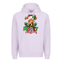 Lilac Mooey Christmas Premium Hoodie - texasbilliewilder