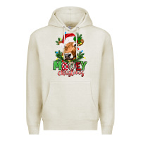 Oatmeal Heather Mooey Christmas Premium Hoodie - texasbilliewilder