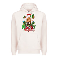 Pale Pink Mooey Christmas Premium Hoodie - texasbilliewilder