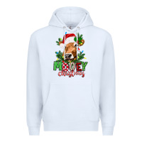 White Mooey Christmas Premium Hoodie - texasbilliewilder