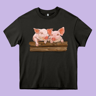 Barn Pigs Heavy Core Tee Designed By Ranaportraitstore