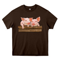 Chocolate Brown barn pigs Heavy Core Tee - RanaPortraitStore