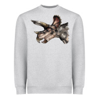 Heather Grey Triceratops Horridus Face Heavyweight Sweatshirt - LillyAllenDesigns