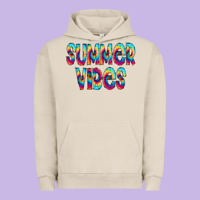 Summer Vibes Tie Dye Doodle Urban Hoodie Designed By Cowcowdesign