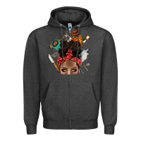 Charcoal Heather Wild Camping Afro Messy Bbs Zipper Hoodie - BundleAndBundleShop
