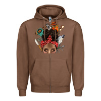 Chestnut Wild Camping Afro Messy Bbs Zipper Hoodie - BundleAndBundleShop