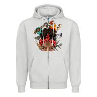 Dove Grey Wild Camping Afro Messy Bbs Zipper Hoodie - BundleAndBundleShop