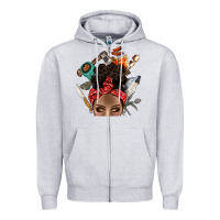 Heather Grey Wild Camping Afro Messy Bbs Zipper Hoodie - BundleAndBundleShop