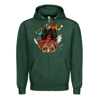Sports Green Wild Camping Afro Messy Bbs Zipper Hoodie - BundleAndBundleShop