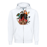White Wild Camping Afro Messy Bbs Zipper Hoodie - BundleAndBundleShop