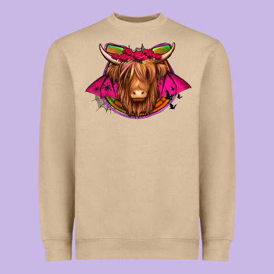 Halloween Highland Cow Horseshoe Heavyweight Sweatshirt Designed By Jasminsmagicworld