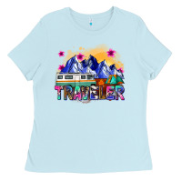 Baby Blue traveler Ladies Tee - Zillion Design Studio