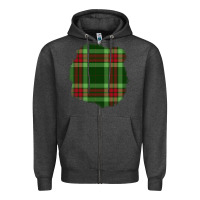 Charcoal Heather Christmas Tartan Patch Zipper Hoodie - BundleAndBundleShop