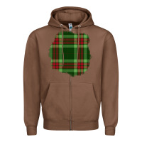 Chestnut Christmas Tartan Patch Zipper Hoodie - BundleAndBundleShop