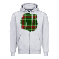 Heather Grey Christmas Tartan Patch Zipper Hoodie - BundleAndBundleShop
