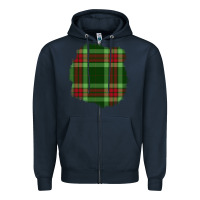 Navy Christmas Tartan Patch Zipper Hoodie - BundleAndBundleShop
