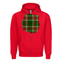 Red Christmas Tartan Patch Zipper Hoodie - BundleAndBundleShop