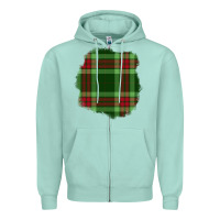 Seafoam Christmas Tartan Patch Zipper Hoodie - BundleAndBundleShop