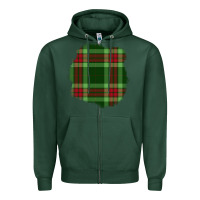 Sports Green Christmas Tartan Patch Zipper Hoodie - BundleAndBundleShop