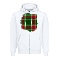 White Christmas Tartan Patch Zipper Hoodie - BundleAndBundleShop