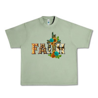 Oil Green faith with cross Urban Heavy Tee - BarkalooDesign