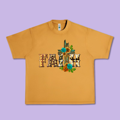 Faith With Cross Urban Heavy Tee Designed By Barkaloodesign