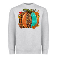 Heather Grey Fall leopard pumpkin Heavyweight Sweatshirt - NancyCooperArtShop