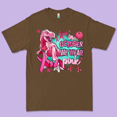 Dinosaur  In October We Wear Pink Premium Tee Designed By Adodesignshop