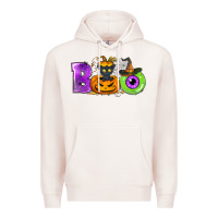 Pale Pink Boo Halloween Premium Hoodie - NancyCooperArtShop