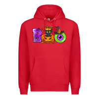 Red Boo Halloween Premium Hoodie - NancyCooperArtShop