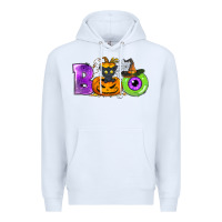 White Boo Halloween Premium Hoodie - NancyCooperArtShop