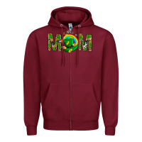 Burgundy Western Mom With Shamrock Zipper Hoodie - BundleAndBundleShop