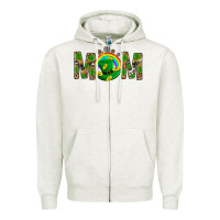 Oatmeal Heather Western Mom With Shamrock Zipper Hoodie - BundleAndBundleShop