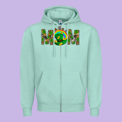 Western Mom With Shamrock Zipper Hoodie Designed By Bundleandbundleshop
