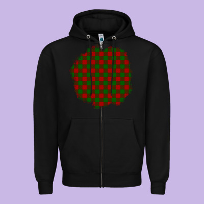 Christmas Tartan Patch Zipper Hoodie Designed By Bundleandbundleshop