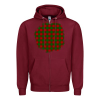 Burgundy Christmas Tartan Patch Zipper Hoodie - BundleAndBundleShop