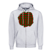 Heather Grey Christmas Tartan Patch Zipper Hoodie - BundleAndBundleShop
