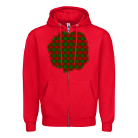 Red Christmas Tartan Patch Zipper Hoodie - BundleAndBundleShop