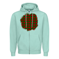 Seafoam Christmas Tartan Patch Zipper Hoodie - BundleAndBundleShop