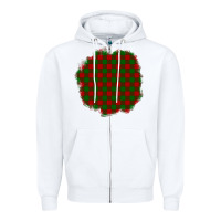 White Christmas Tartan Patch Zipper Hoodie - BundleAndBundleShop