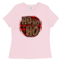 Bubblegum Pink ho ho ho wood slice ornament Ladies Tee - JahusDesignShop