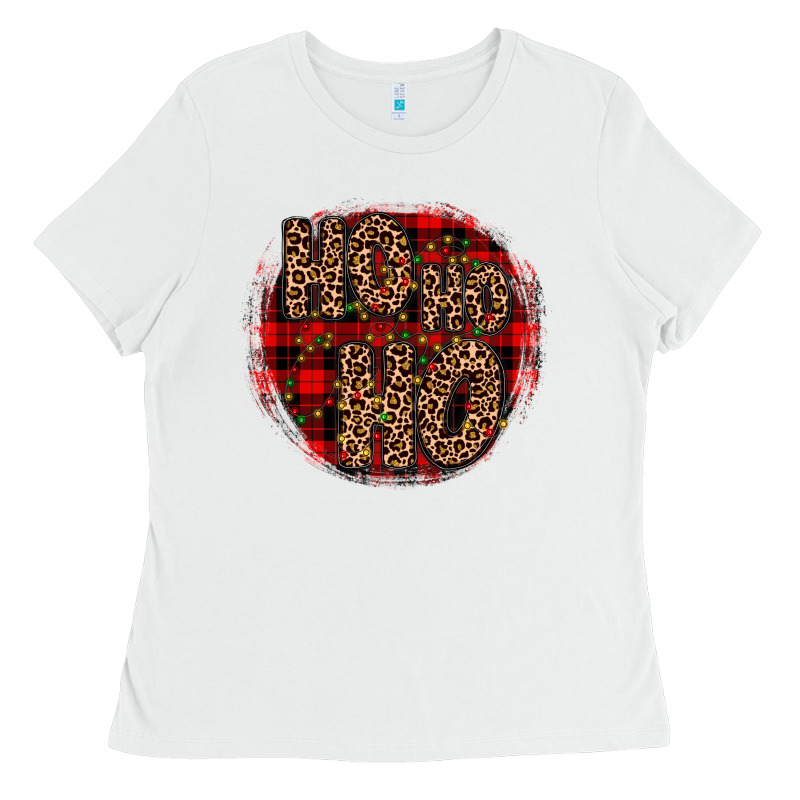 Ho Ho Ho Wood Slice Ornament Ladies Tee by JahusDesignShop | Teevron