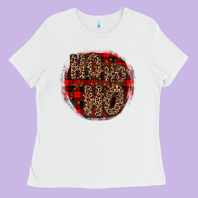 Ho Ho Ho Wood Slice Ornament Ladies Tee Designed By Jahusdesignshop