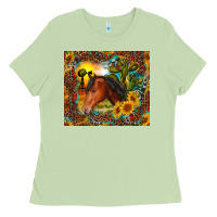 Matcha western horse and sunflower Ladies Tee - RanaPortraitStore