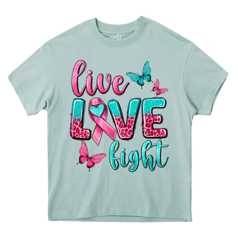 Live Love Fight Breast Cancer Heavy Core Tee by texasbilliewilder | Teevron